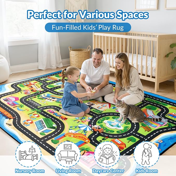 Kids Rug, 3x5 FT Island City Car Rug Play Mat - Image 6