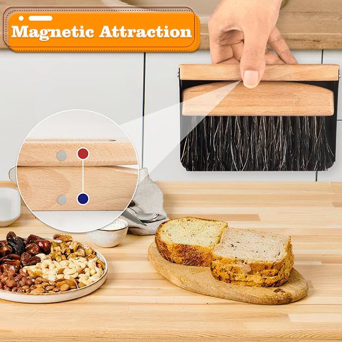 Small Dust Pan and Brush Set, Mini Hand Broom and Dustpan Set, Wooden Crumb - Image 5