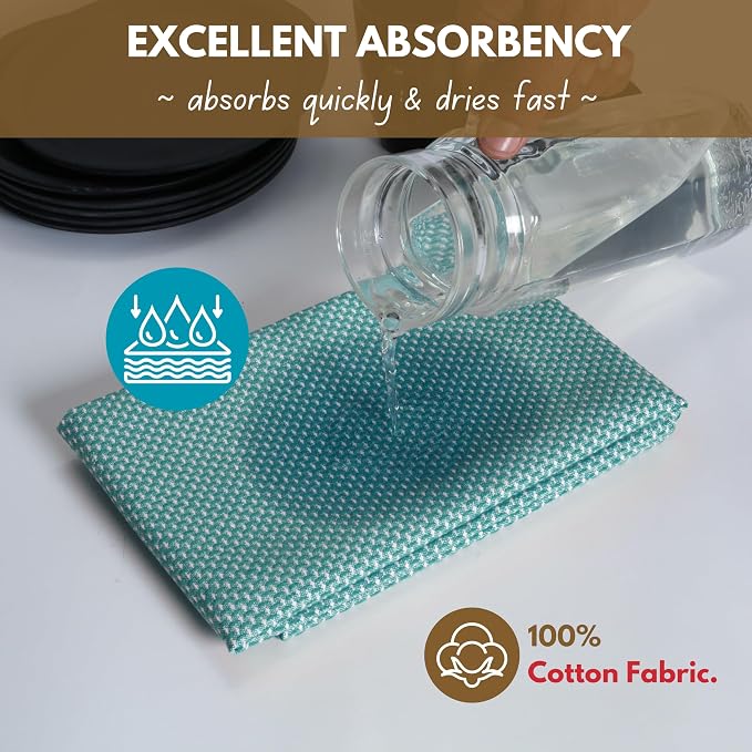 Native Fab 4 Pack Dotted Pattern Kitchen Dish Towels Cotton Super Absorbent - Image 2