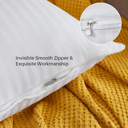 Oubonun 24 x 24 Throw Pillow Inserts, Firm and Fluffy Decorative Square Pillows for Couch Bed Sofa with Soft Cotton Cover White Cushion with Down Alternative Pack of 2