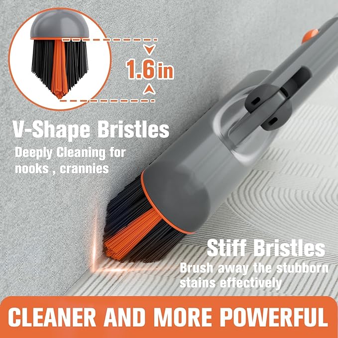 Eazer Grout Brush with Long Handle, 180°Rotation Tile Grout Cleaning Brush - Image 2