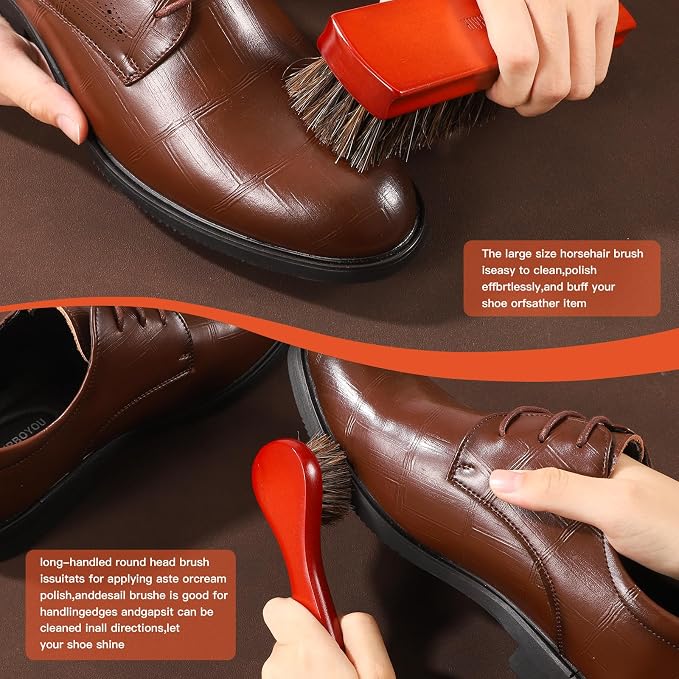 Horsehair Shine Shoes Brush Kit, Horse Hair Brush - Image 3