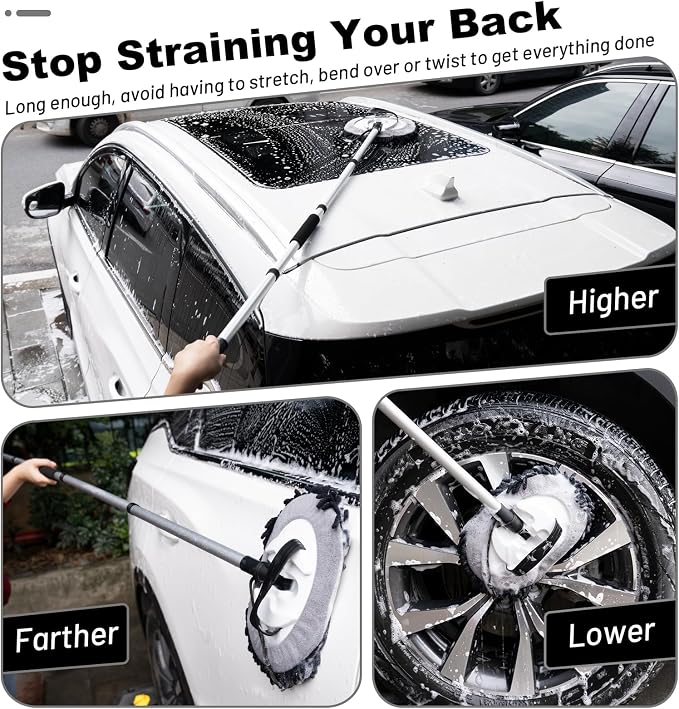 Ordenado 62" Car Wash Brush Kit Mitt Mop Sponge - Image 3