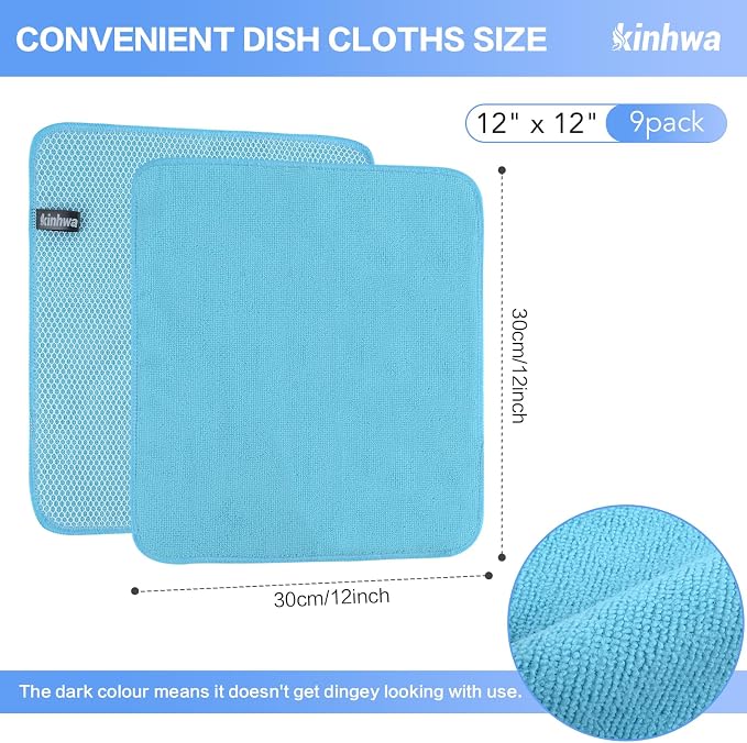 KinHwa Kitchen Washcloths for Dishes Absorbent Microfiber Dish Cloths Quick Dry - Image 8