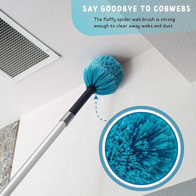 Cobweb Duster with 5-12 Ft Extension Pole, Spider Web Brush with Long - Image 3