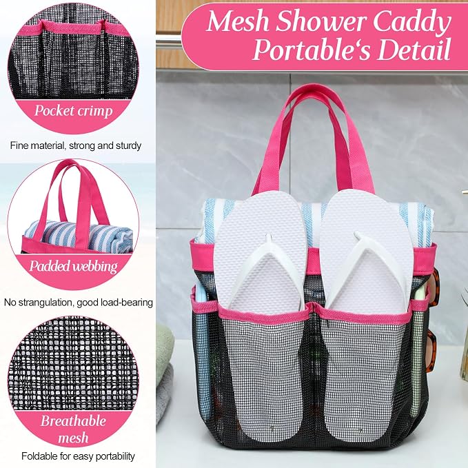 Hillban 4 Pcs Mesh Shower Caddy Portable Large Quick Dry Shower Caddy Basket - Image 3