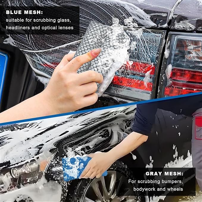 2 PCS Two-Sided Car Wash Sponge, Non-Scratch Microfiber Sponge Pad Soft Mesh - Image 5