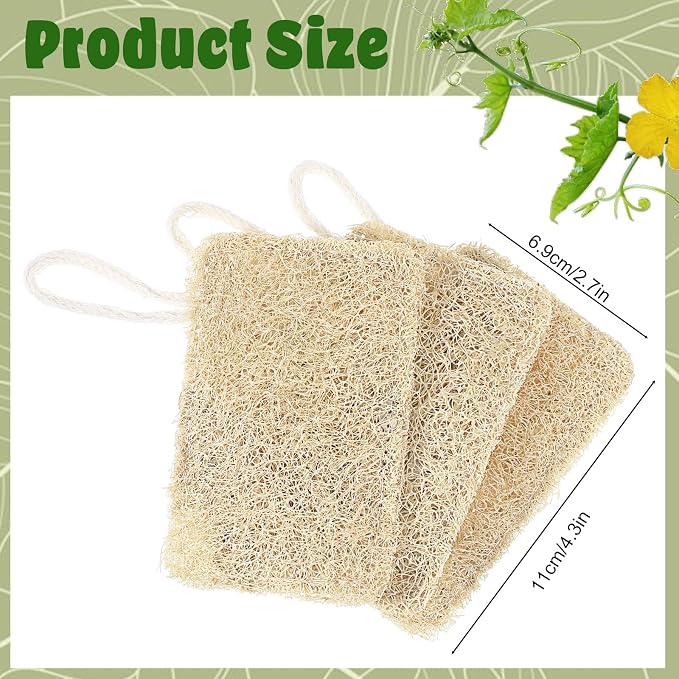 3Pcs Natural Loofa, 100% Real Natural Loofah Sponges Set, Loofah Sponge - Image 2