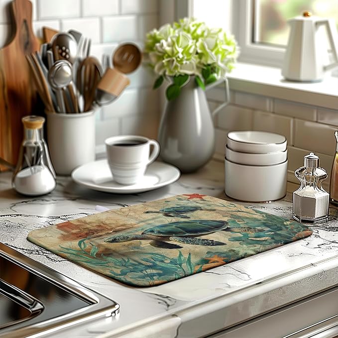 Vintage Ocean Sea Turtle Dish Drying Mats - Image 6