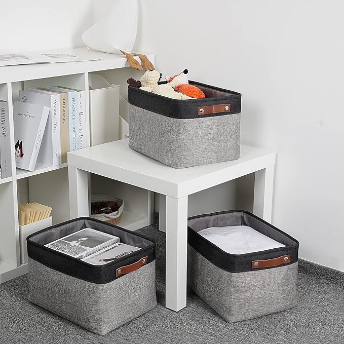 DULLEMELO Fabric Baskets for Storage, Rectangular Fabric Storage Bins - Image 5