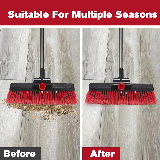16.5" Outdoor Broom for Floor Cleaning Heavy Duty Push Broom - Image 5