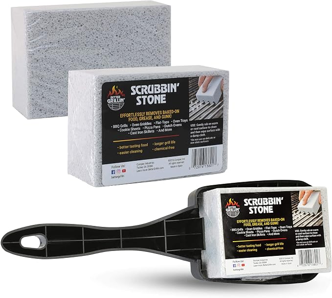 Better Grillin Scrubbin Stone Grill Cleaner Handle-Protect Hands & Nails When by BETTERGRILLIN