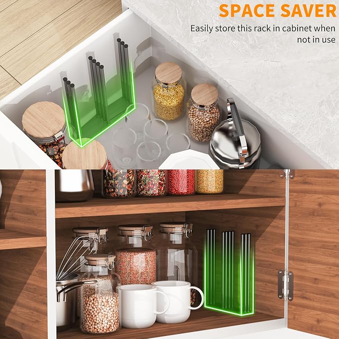 Foldable Baby Bottle Drying Rack-10 Poles Water Bottle Organizer - Image 3