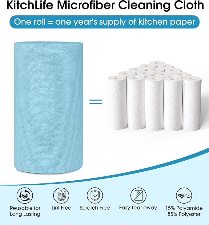 KitchLife Microfiber Cleaning Cloth Roll, 100 Pack - Image 3