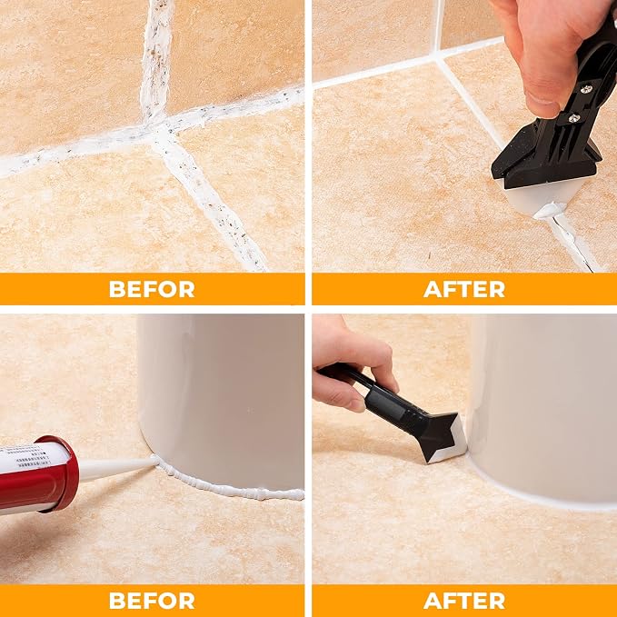 Saker Silicone Caulking Tools-3 in 1 Sealant Finishing Tool Grout Remove - Image 5