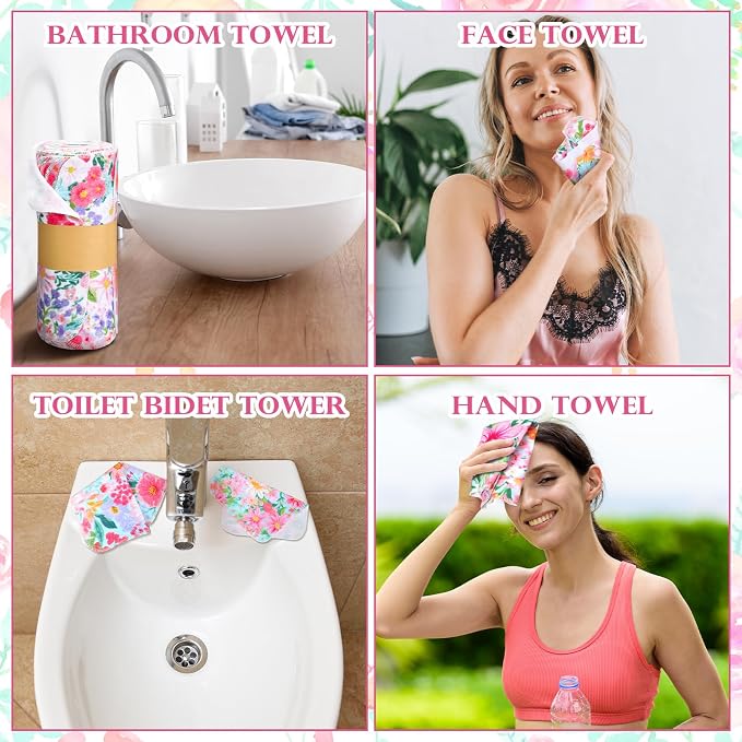 36 Pack Bright Flowers Reusable Cleaning Cloths Washable Cotton Kitchen Towels - Image 6