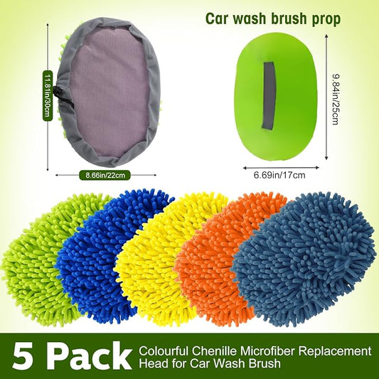 Layhit 5 Pcs Car Wash Mitt Set, Brush Not Included, Microfiber Mitt Cleaning - Image 2