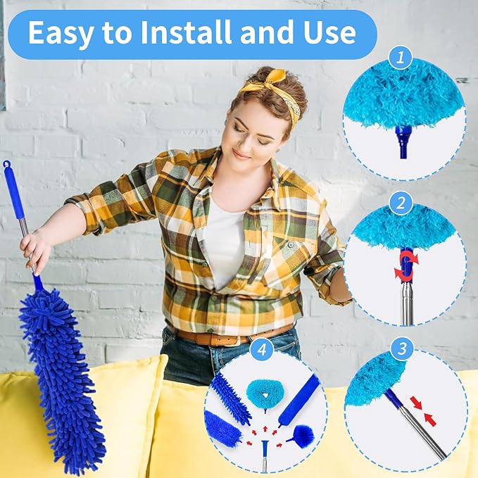 6-in-1 Duster for Cleaning Kit, Extendable Duster - Image 2