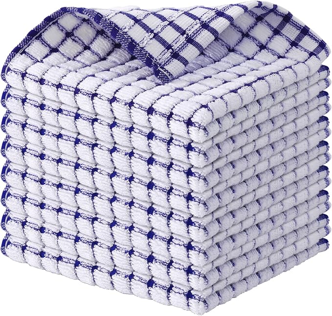 Kitinjoy Cotton 8 Pack Terry Kitchen Dish Cloths, 12 x 12 Inches Super Soft and by Kitinjoy