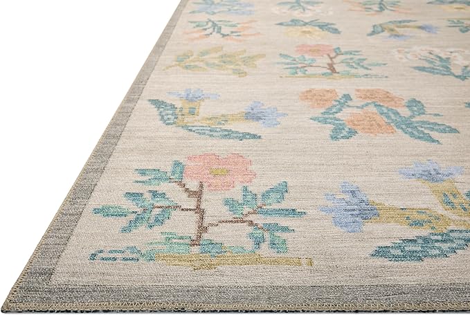 Loloi Rifle Paper Co. Rosa Collection RSA-03 Cream 2'-6" x 12'-0" Runner Rug