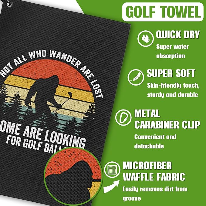 Bigfoot Golf Towel and Brush Set, Sasquatch Gifts - Image 4
