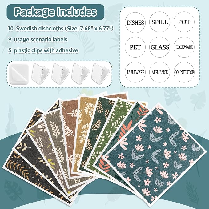 Lucomb 10 Pack Swedish Dishcloths Reusable- Cellulose Cotton Swedish Dish - Image 3