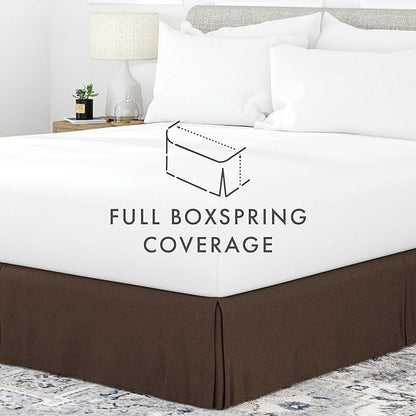 Linen Market Bed Skirt - Ultra Soft Microfiber - Easy Fit with 14 Inch Tailored Drop - Hotel Quality, Shrinkage & Fade Resistant - Bed Cover - Queen Bed Set - Bedroom Décor - (Queen, Chocolate)