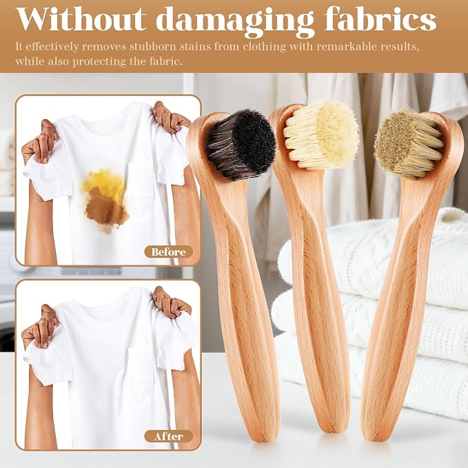 3 Pcs Wooden Laundry Stain Brush Stain Remover Dauber Brushes - Image 5