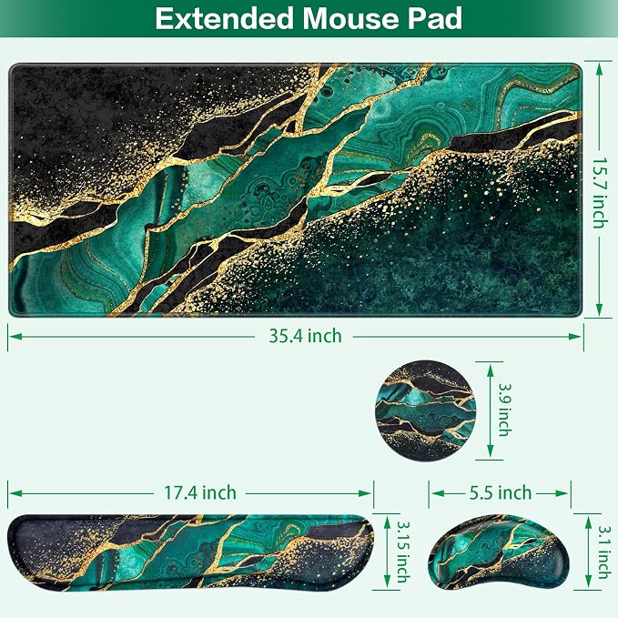 Mouse Pad Green, Desk Mat, Large Gaming Mouse Pad - Image 6