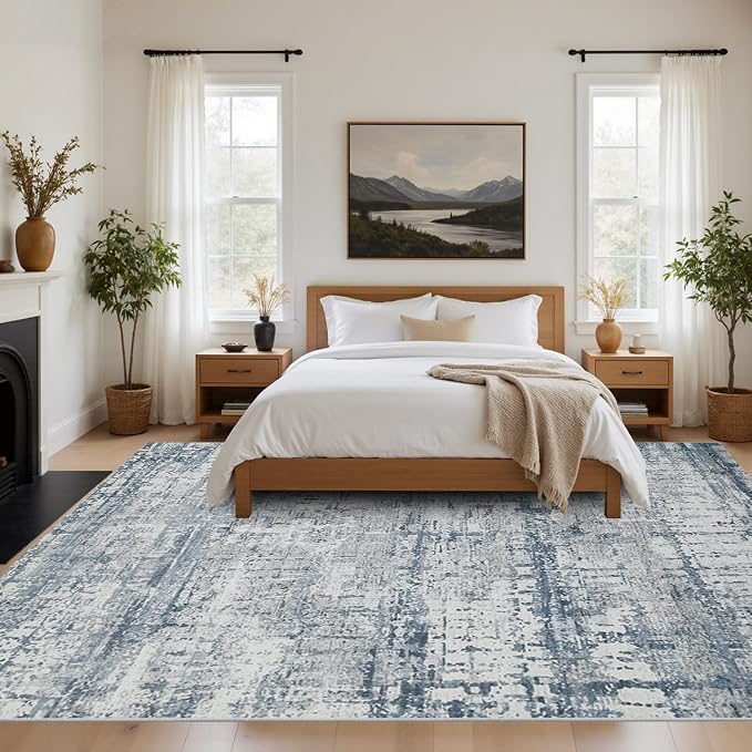 Blue Grey 8x10 Area Rugs, Large Soft Rugs - Image 4