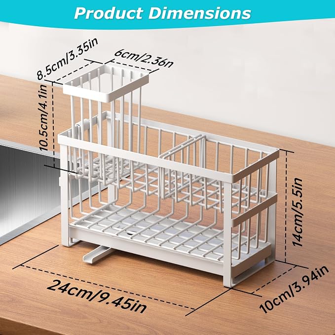 Sponge Holder for Kitchen Sink, 2 Tier Sink Caddy Organizer Countertop - Image 6
