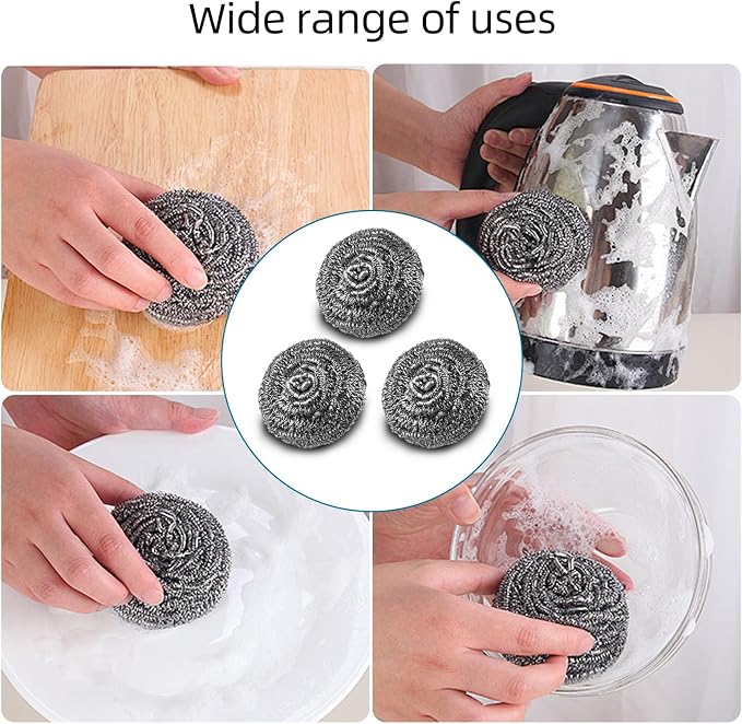 12 Pack Steel Wool Scrubber Pads, Stainless Steel Scrubber, Scrubbing Scouring - Image 7