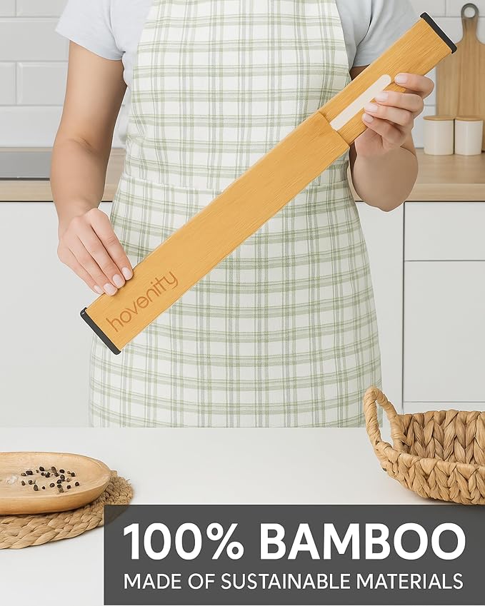 4 Pcs Bamboo Kitchen Drawer Dividers Large 17"-22", Spring Loaded, Works in - Image 8