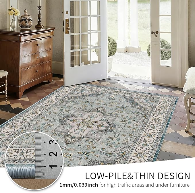 Area Rugs 5x7, Washable Rugs for Living Room, Vintage Boho Indoor Soft Carpet - Image 8