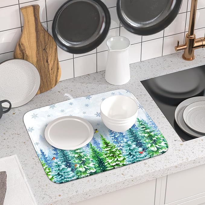 Winter Dish Drying Mat Forest Kitchen Mat - Image 6