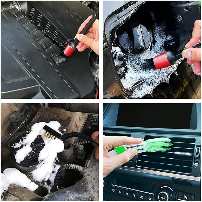 10pcs Auto Car Detailing Brush Set Car Interior Cleaning Kit Includes 5 Boar - Image 7