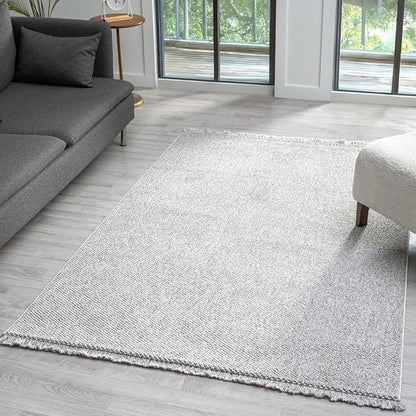 LUXE WEAVERS Solid Machine Woven Gray 5x7 Area Rug, Indoor Stain-Resistant Carpet