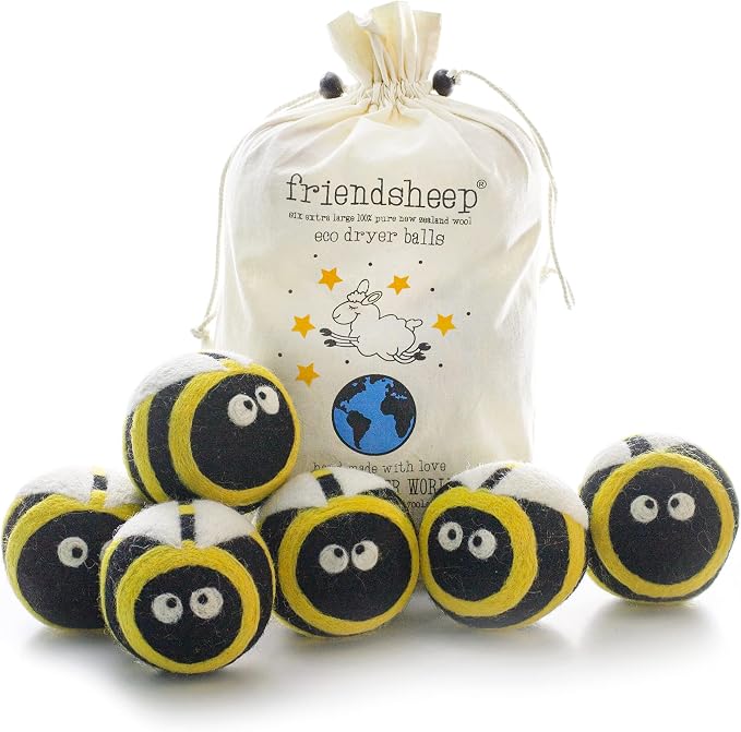 Friendsheep Wool Dryer Balls 6 Pack XL Organic Premium Reusable Cruelty Free by Friendsheep