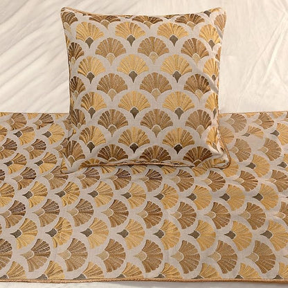 The HomeCentric King Queen Twin Beige & Yellow Gold Handmade Full 68"x18" Bed Runner Without Pillow Cover, Floral Embroidery Bed Scarf on Cotton Embroidery Fabric - Autumn Bloom