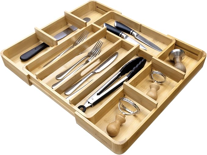 Navaris Bamboo Kitchen Drawer Organiser by Navaris