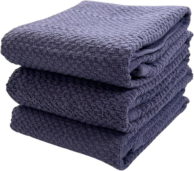 Eggplant Purple Kitchen Hand Dish Towels: Oversized 28" x 18", 100% Cotton by SerafinaHome