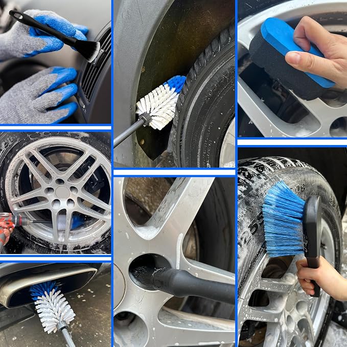 Wheel Brush Kit, Soft Drill Wheel Cleaner Brush, No Scratches Highly Dense Car - Image 9