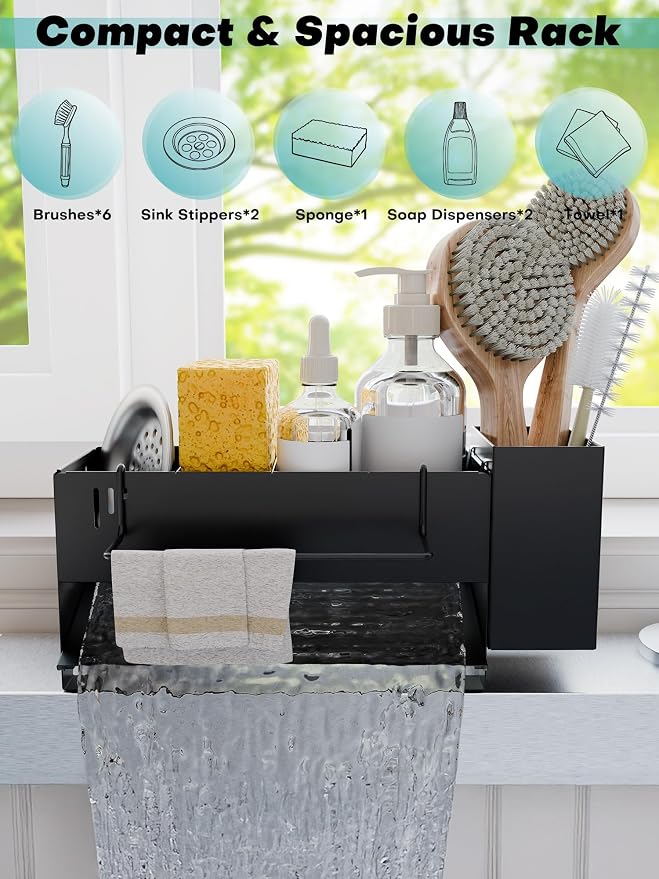 Sponge Holder for Kitchen Sink, Space-Saving Sink Caddy - Image 2