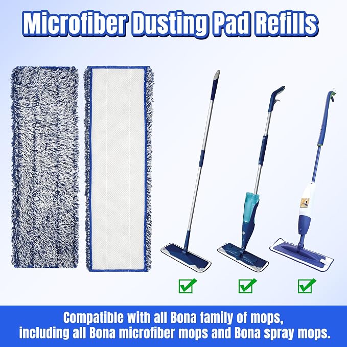 3 Pack Microfiber Dusting Pad for Bona Family of Mops, Washable & Reusable Pads - Image 2