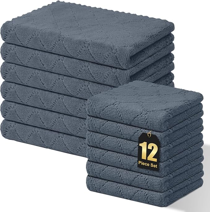 Homaxy Kitchen Towels and Dishcloths Set, 10 x 10 and 13 x 19 Inches, No Lint by Homaxy