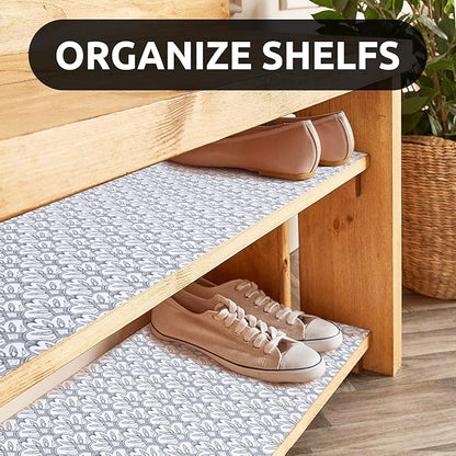 RAY STAR 12X120 Inch Shelf Liner for Kitchen Cabinets, Non-Adhesive Cabinet Liner Washable, PVC Drawer Liner for Dresser Non-Slip Bathroom (Black Floral)(1 Roll)
