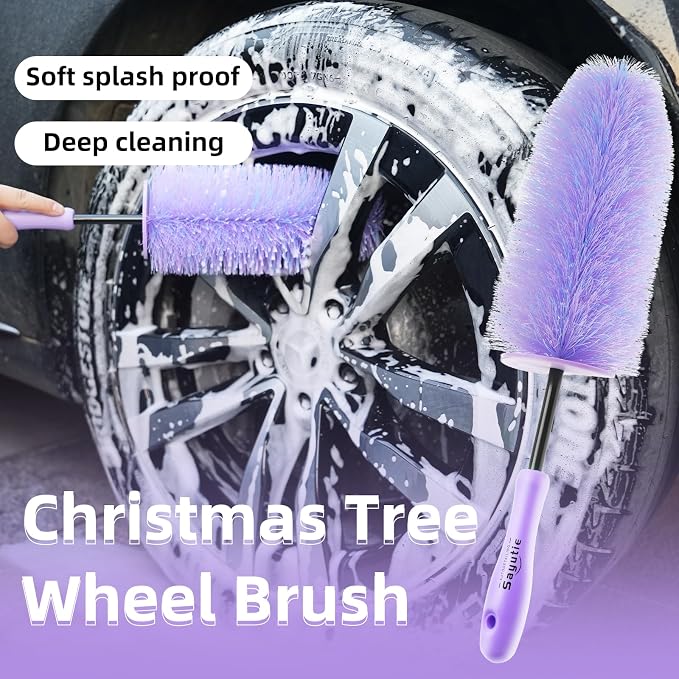 Wheel Cleaning Brush Hub Clean Tool and Rim Detailing Brush - Image 3