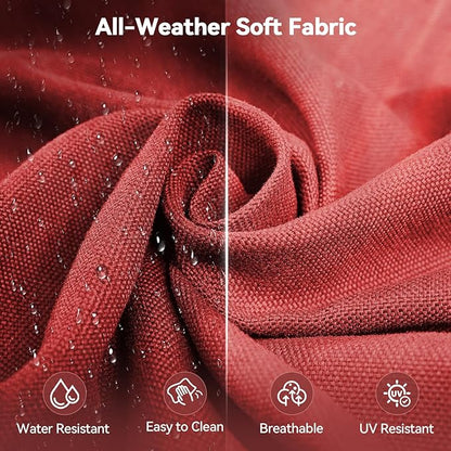 Luxury 6" Outdoor Cushions for Patio Furniture, 24x24x6" Thick Seat Cushion Set of 10, Fade Resistant Couch Chair Replacement Cushions High Density Deep Wicker Chair Cushion w/ Removable Cover, Red