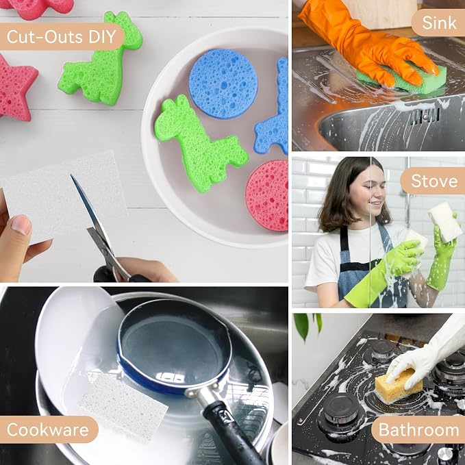 6 Pcs Kitchen Sponges for Dishes Cleaning, Non Scratch for Non Stick Cookware - Image 7