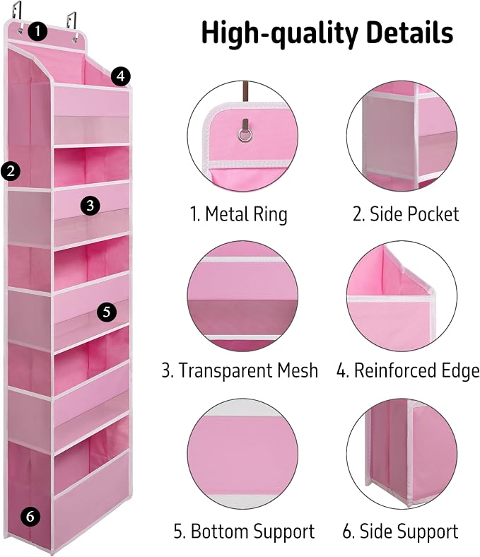 Over Door Organizer with 5 Large Pockets, Heavy Duty Hanging Organizer Storage - Image 4